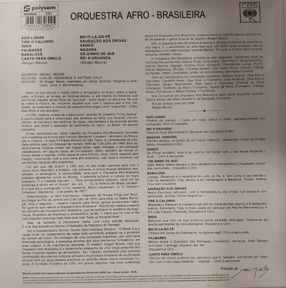 Orquestra Afro-Brasileira - Álbum : Orquestra Afro-Brasileira - Imagem 2